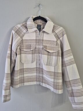 Primark Cream & Taupe Plaid Zip Jacket